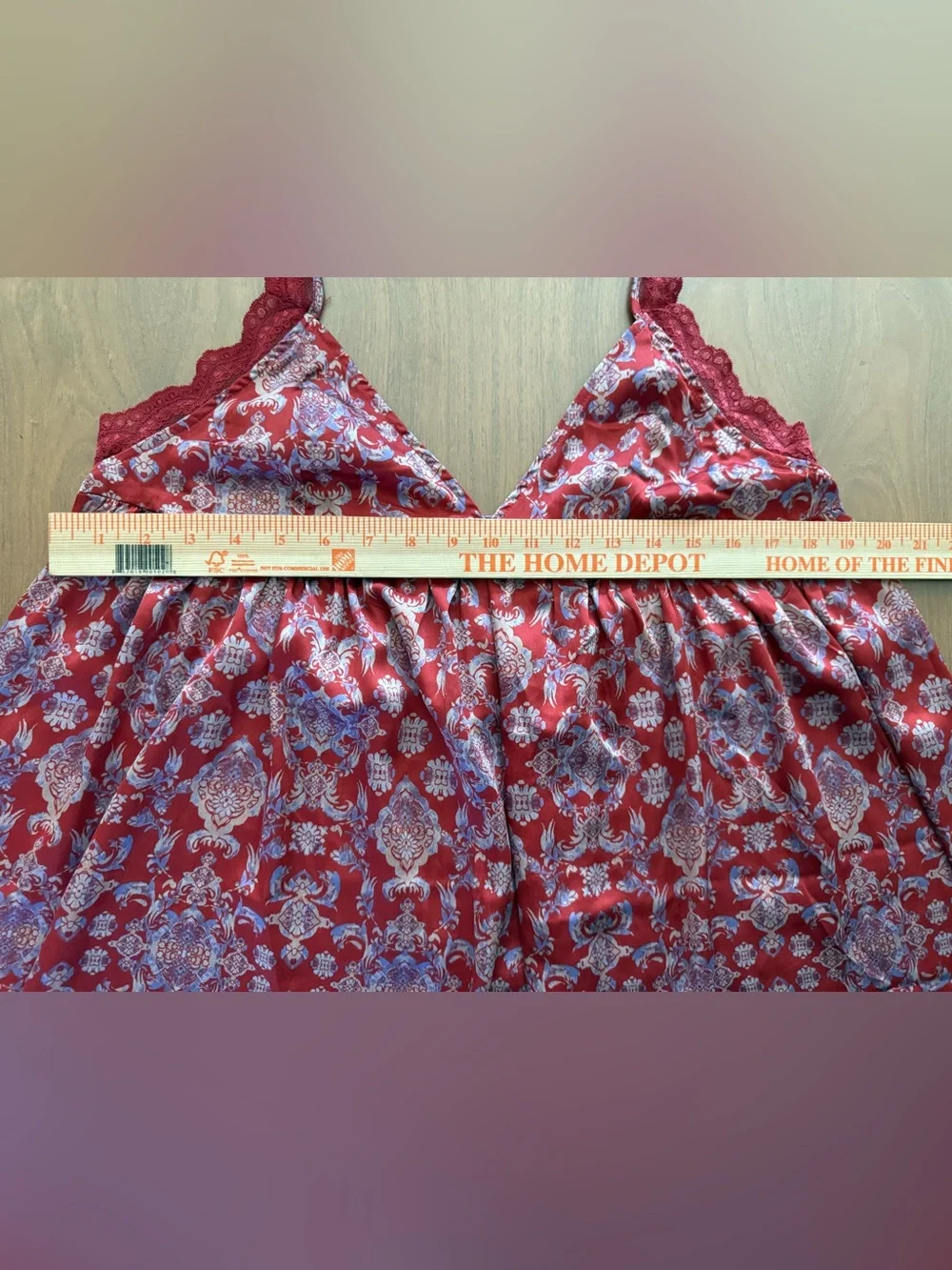 Intimately Free People Red Floral Babydoll Cami Tank Lace Trim XL